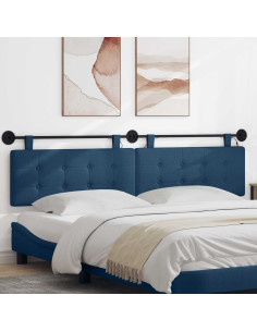Testiera sospesa Con luce LED Blu Tessuto