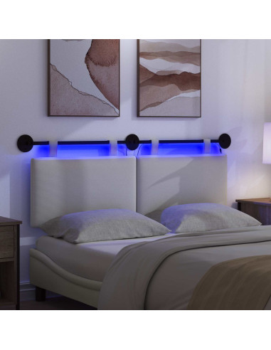 Testiera sospesa Con luce LED Crema Tessuto in Cords