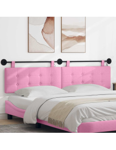 Testiera sospesa Con luce LED Rosa Tessuto