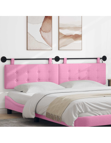 Testiera sospesa Con luce LED Rosa Tessuto
