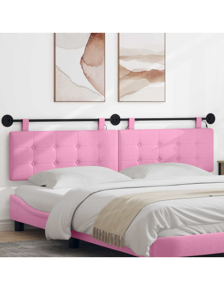 Testiera sospesa Con luce LED Rosa Tessuto