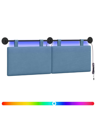 Testiera sospesa Con luce LED Blu Tessuto in Cords