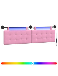 Testiera sospesa Con luce LED Rosa Tessuto 2