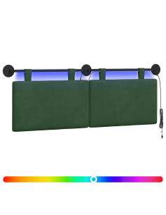 Testiera sospesa Con luce LED Verde Giungla Tessuto in Cords 2