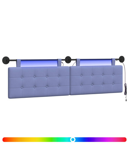 Testiera sospesa Con luce LED Blu jeans Tessuto