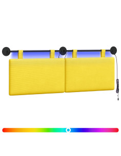 Testiera sospesa Con luce LED Giallo Chiaro Tessuto in Cords 2