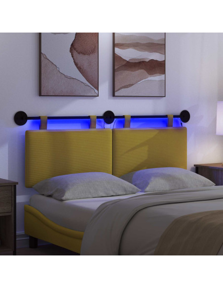 Testiera sospesa Con luce LED Giallo Chiaro Tessuto in Cords