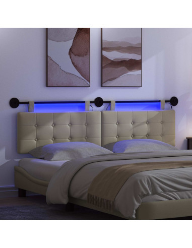 Testiera sospesa Con luce LED Crema Similpelle