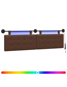 Testiera sospesa Con luce LED Marrone Similpelle 2