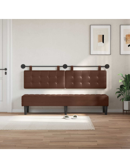 Testiera sospesa Con luce LED Marrone Similpelle