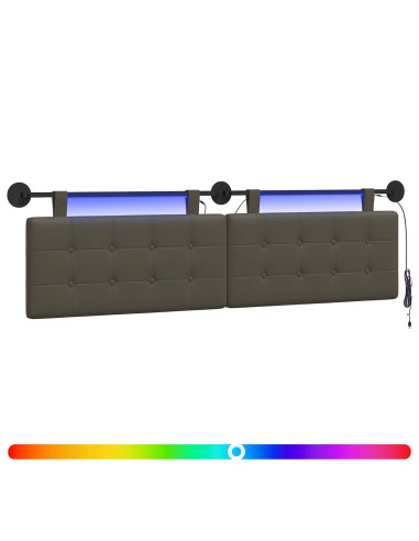 Testiera sospesa Con luce LED Grigio Similpelle