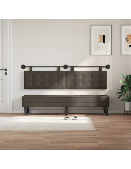 Testiera sospesa Con luce LED Grigio Similpelle