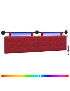 Testiera sospesa Con luce LED Rosso Vino Similpelle 2