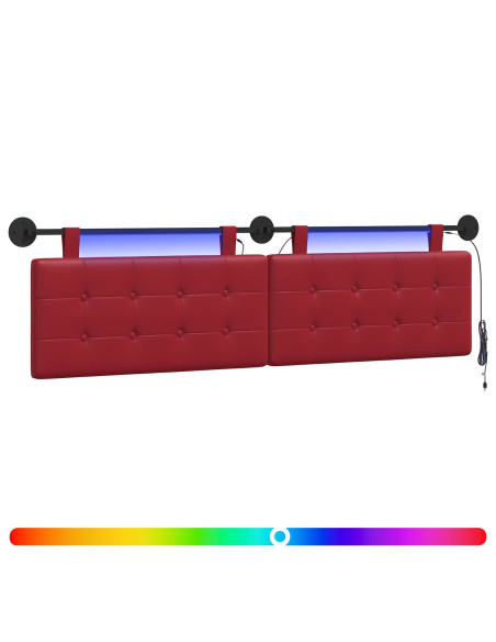 Testiera sospesa Con luce LED Rosso Vino Similpelle
