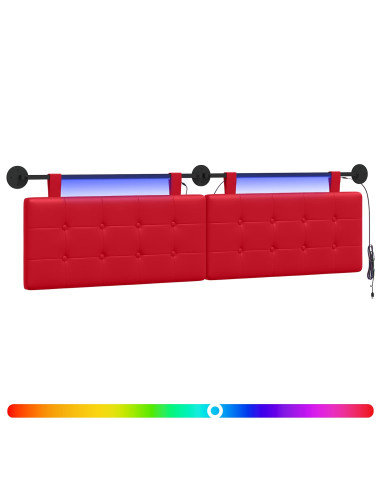Testiera sospesa Con luce LED Rosso Similpelle