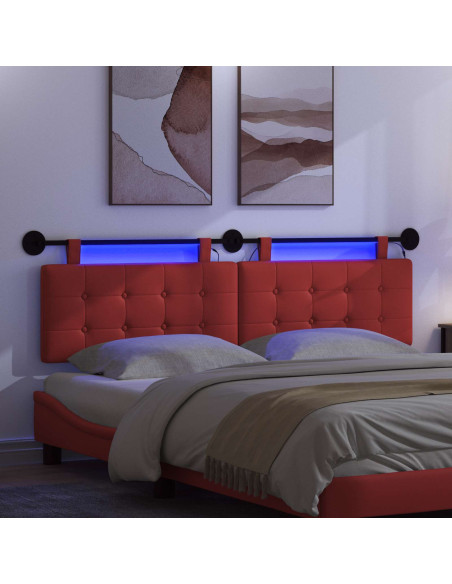 Testiera sospesa Con luce LED Rosso Similpelle