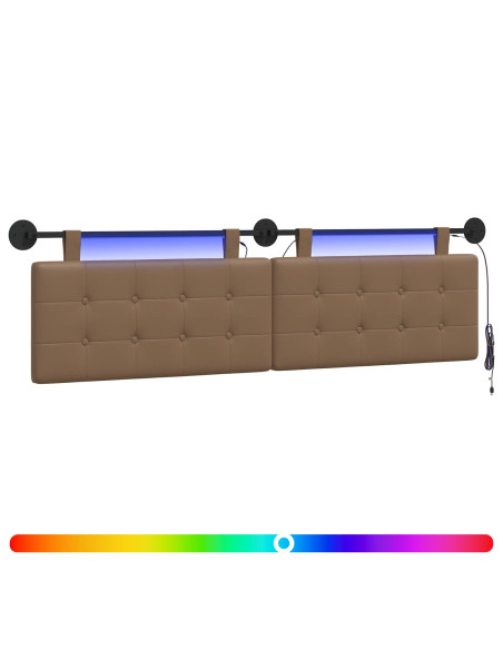Testiera sospesa Con luce LED Cappuccino Similpelle