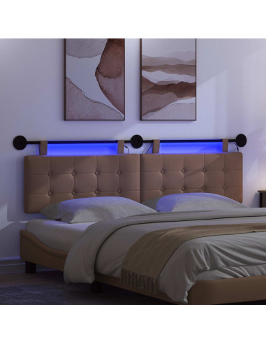 Testiera sospesa Con luce LED Cappuccino Similpelle