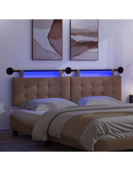 Testiera sospesa Con luce LED Cappuccino Similpelle