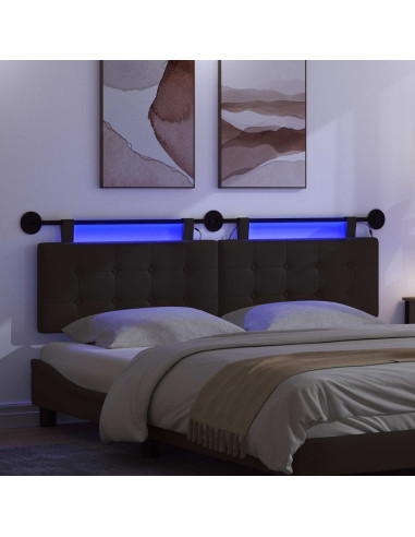 Testiera sospesa Con luce LED Nero Similpelle