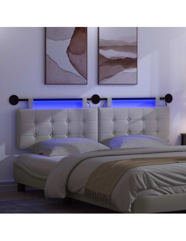 Testiera sospesa Con luce LED Bianco Similpelle