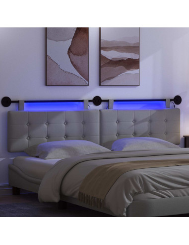 Testiera sospesa Con luce LED Grigio Chiaro Tessuto