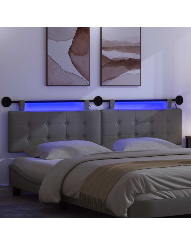 Testiera sospesa Con luce LED Grigio Scuro Tessuto