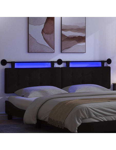 Testiera sospesa Con luce LED Nero Tessuto