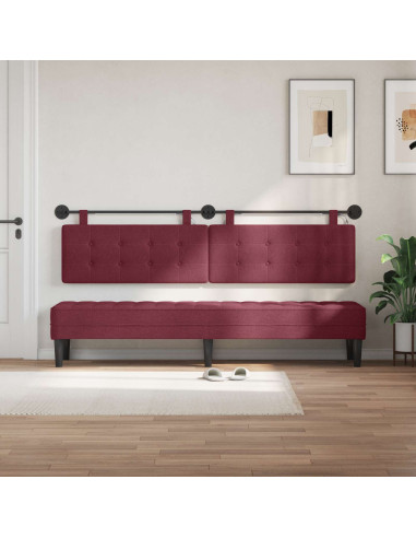 Testiera sospesa Con luce LED Rosso Vino Tessuto