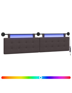 Testiera sospesa Con luce LED Marrone Scuro Tessuto 2