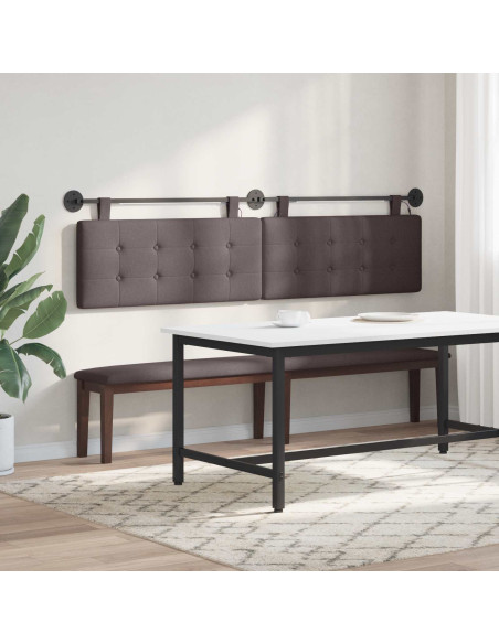 Testiera sospesa Con luce LED Marrone Scuro Tessuto