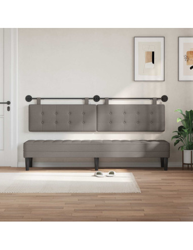 Testiera sospesa Con luce LED Tortora Tessuto