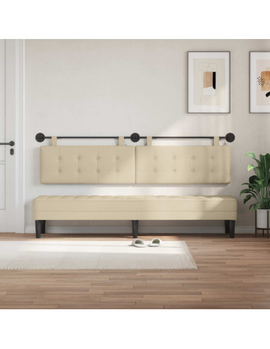 Testiera sospesa Con luce LED Crema Tessuto