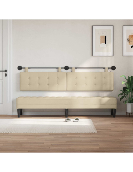 Testiera sospesa Con luce LED Crema Tessuto