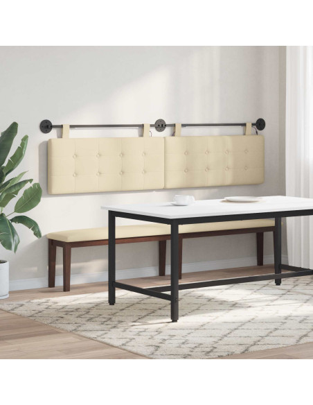Testiera sospesa Con luce LED Crema Tessuto