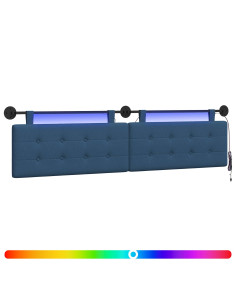 Testiera sospesa Con luce LED Blu Tessuto 2
