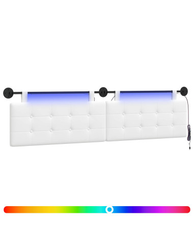 Testiera sospesa Con luce LED Bianco Tessuto