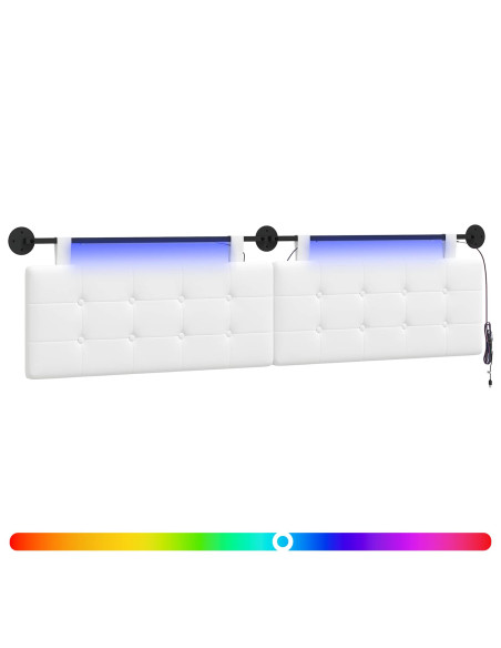Testiera sospesa Con luce LED Bianco Tessuto