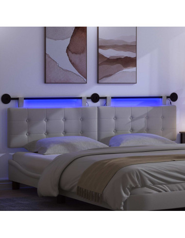 Testiera sospesa Con luce LED Bianco Tessuto