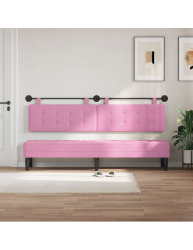 Testiera sospesa Con luce LED Rosa Tessuto