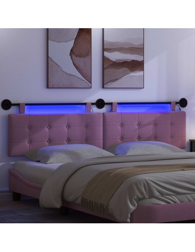 Testiera sospesa Con luce LED Rosa Tessuto
