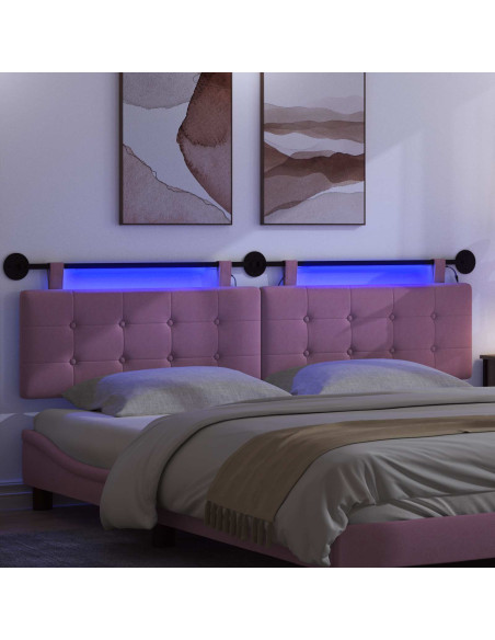 Testiera sospesa Con luce LED Rosa Tessuto
