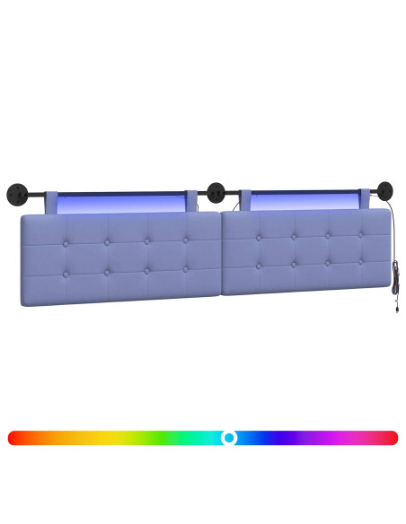 Testiera sospesa Con luce LED Blu jeans Tessuto
