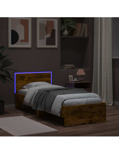 Letto con LED Rovere Fumo 80 x 200 cm Legno ingegnerizzato