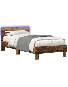 Letto con LED Legno antico 80 x 200 cm Legno ingegnerizzato 2
