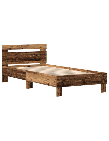 Letto con LED Legno antico 80 x 200 cm Legno ingegnerizzato