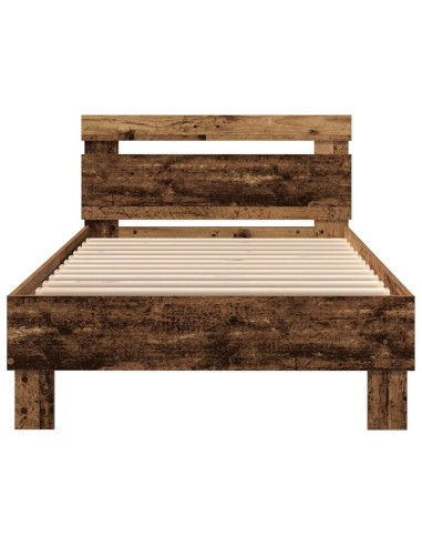 Letto con LED Legno antico 80 x 200 cm Legno ingegnerizzato