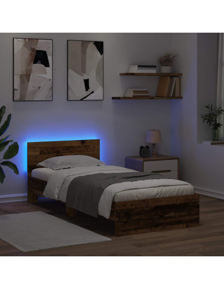 Letto con LED Legno antico 80 x 200 cm Legno ingegnerizzato