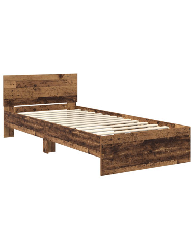 Letto con LED Legno antico 80 x 200 cm Legno ingegnerizzato