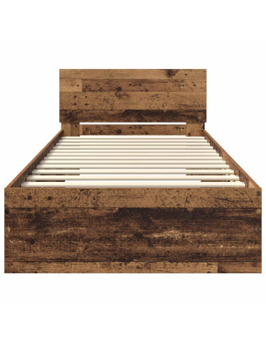 Letto con LED Legno antico 80 x 200 cm Legno ingegnerizzato